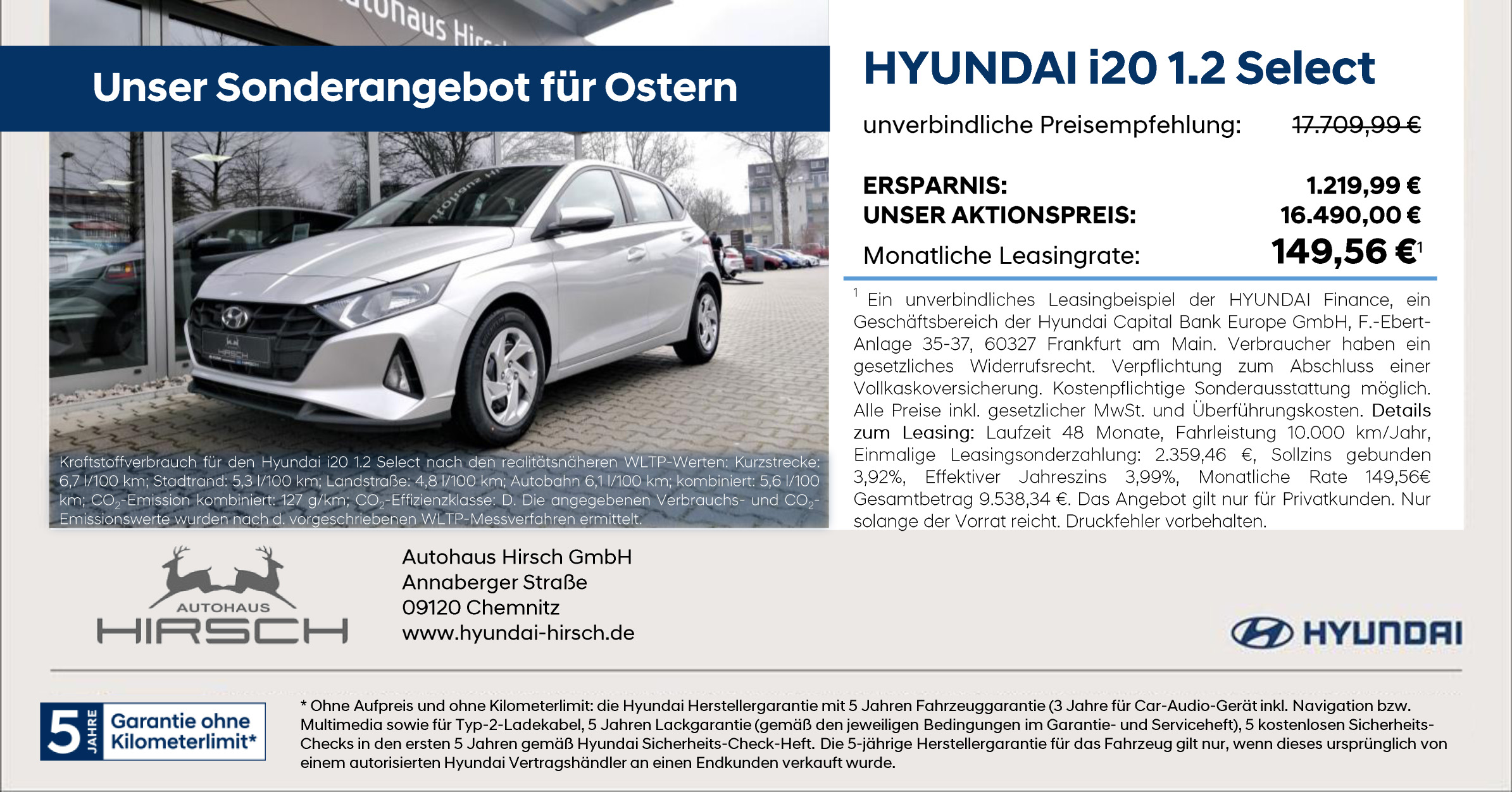 Der Hyndai i20 Leasingangebot Hyundai Autohaus Hirsch Chemnitz