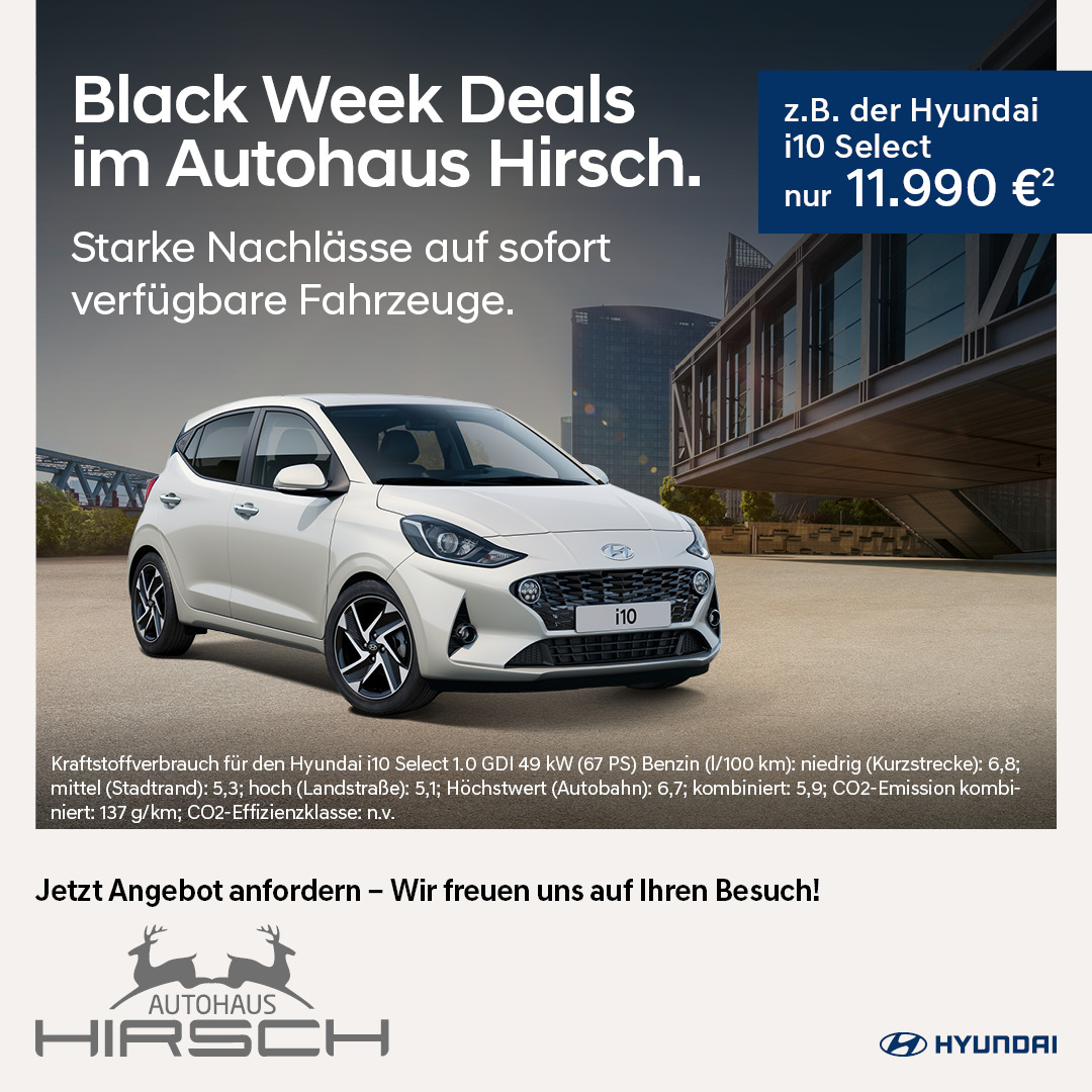 BLACK WEEK DEALS im Autohaus Hirsch